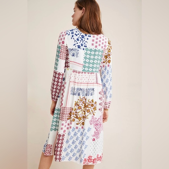 NWT Anthropologie Daniel Rainn Westerly Patchwork Midi Dress Size XSP - Picture 4 of 14